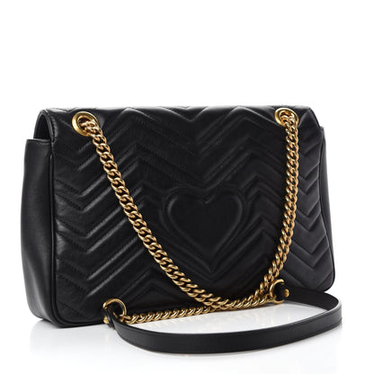 Gucci Calfskin Matelasse Medium GG Marmont Shoulder Bag Black 3 of 17