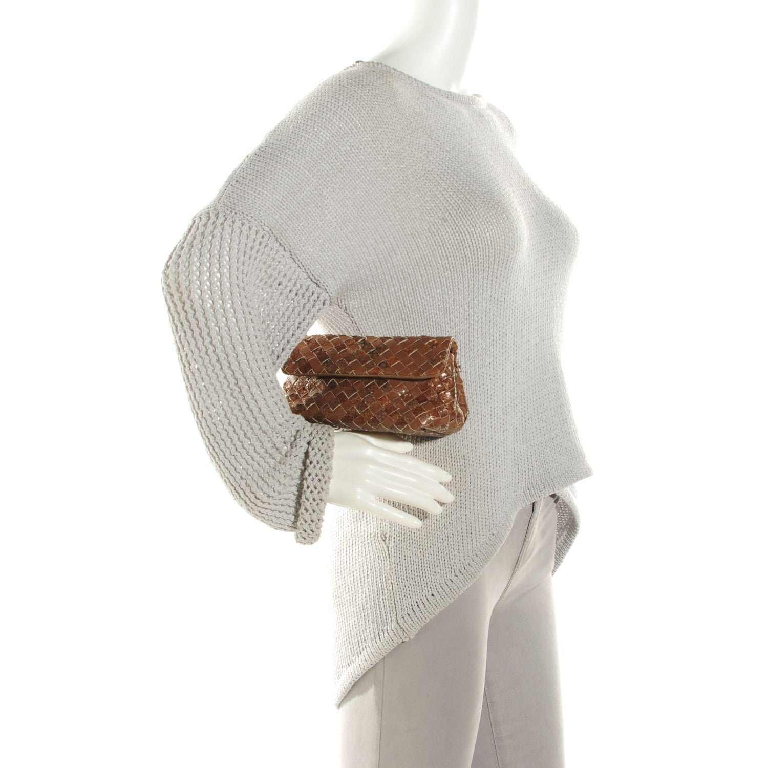 Bottega Veneta Python Nappa Intrecciato Cosmetic Case Chene 2 of 8