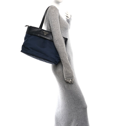 Prada Nappa Nylon Soft Padded Shopping Tote Black Blue 2 of 10