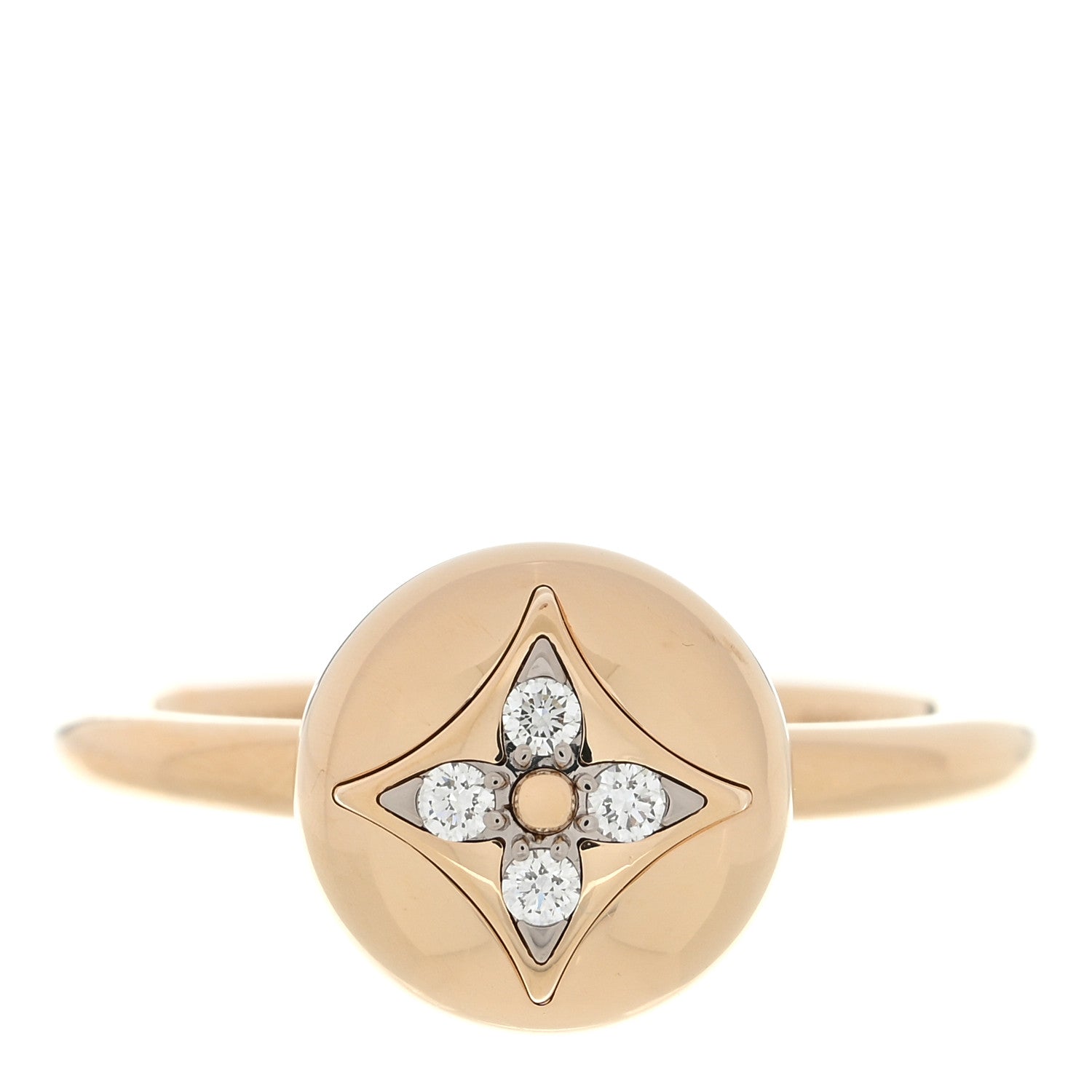 Louis Vuitton 18K Yellow White Gold Diamond B Blossom Ring 56 7.5 1 of 5
