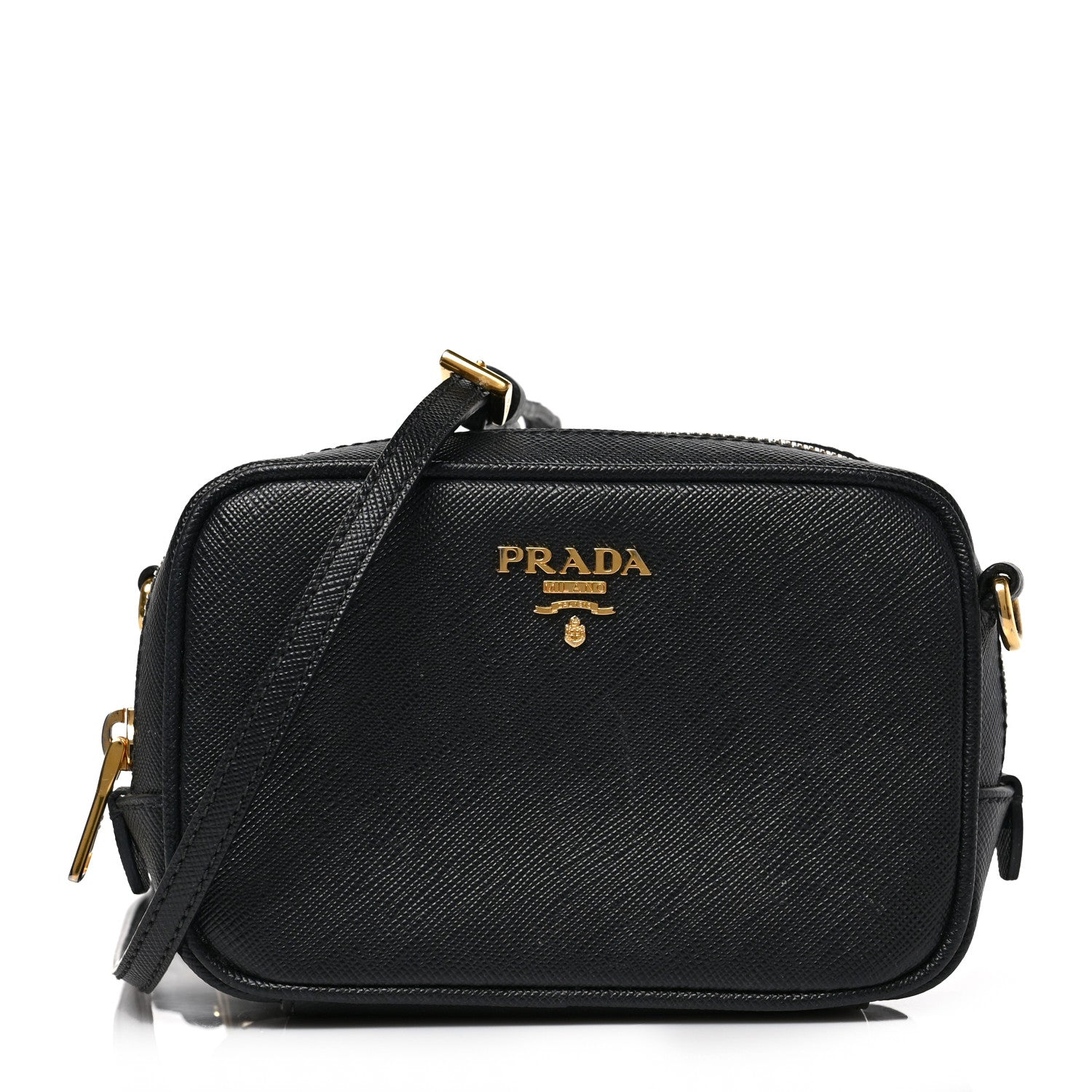 Prada Saffiano Mini Camera Crossbody Bag Black 1 of 8
