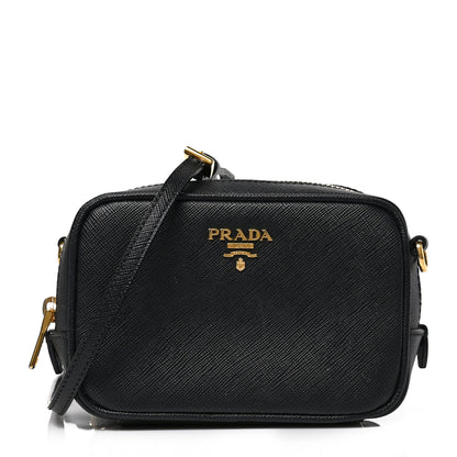 Prada Saffiano Mini Camera Crossbody Bag Black 1 of 8