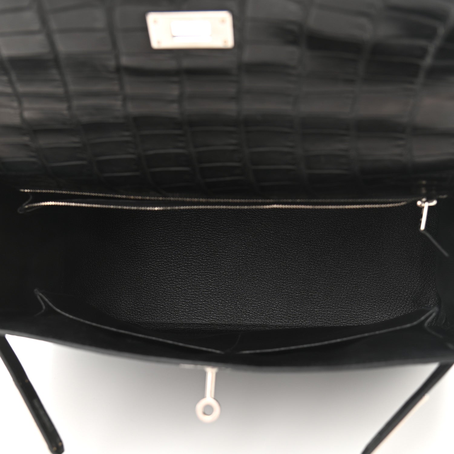 Hermes Matte Alligator Taurillon Clemence Box Kelly Retourne 32 Black 4 of 10