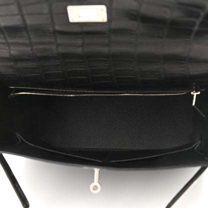 Hermes Matte Alligator Taurillon Clemence Box Kelly Retourne 32 Black 4 of 10