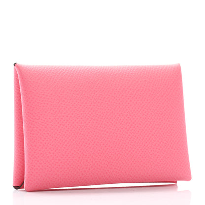 Hermes Epsom Calvi Card Case Rose Azalee 3 of 8