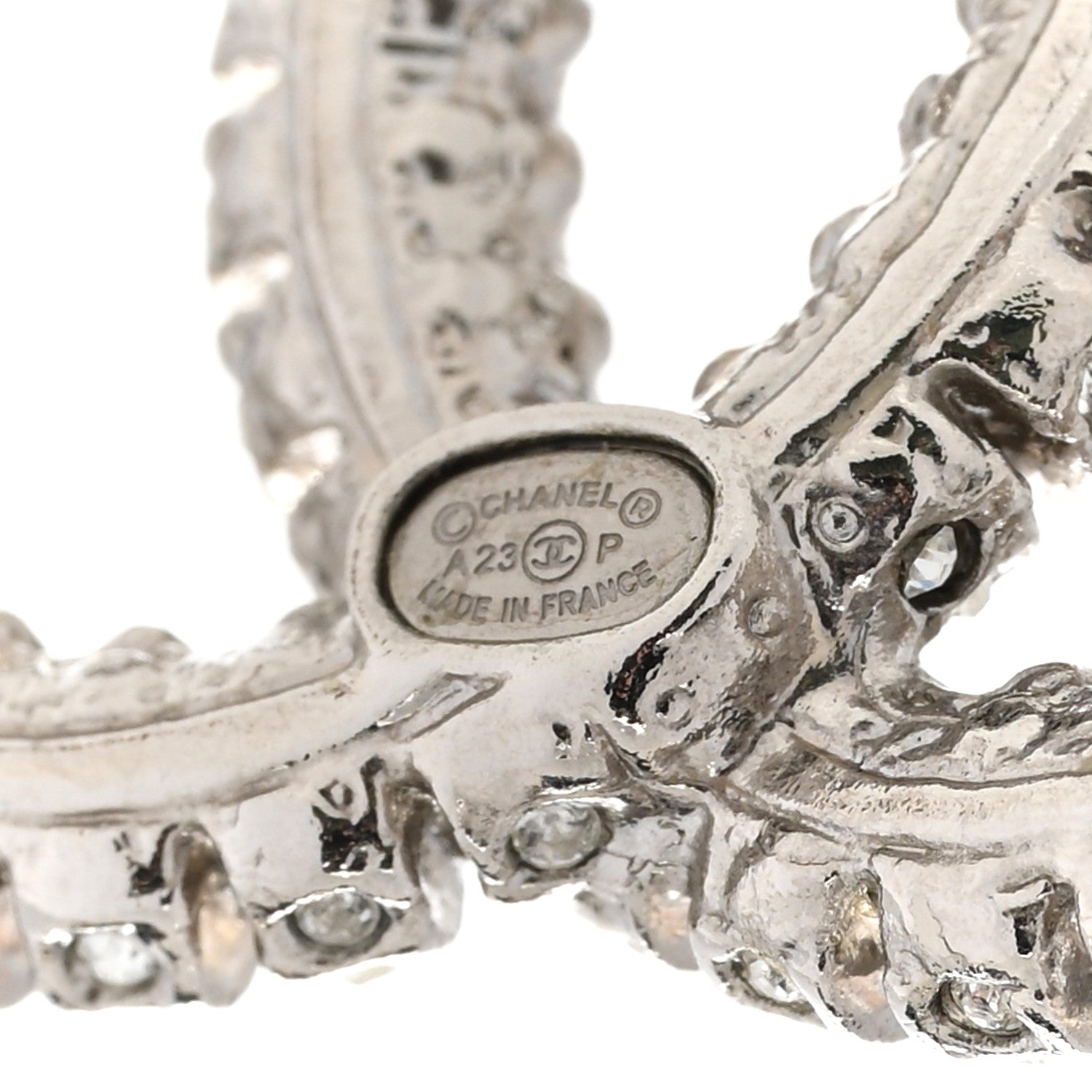 Chanel Crystal Large CC Earrings Silver 4 of 5