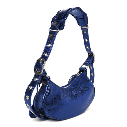 Balenciaga Metallic Arena Agneau Le Cagole Shoulder Bag XS Blue 4 of 12