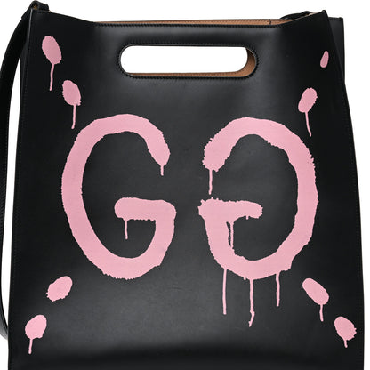 Gucci Calfskin GucciGhost Real Medium XL Tote Black Pink 11 of 20