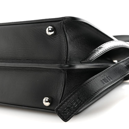 Fendi Vitello Seta Shiny Nappa Logo Embossed Laces Small Peekaboo I SEE U Satchel Black 10 of 13