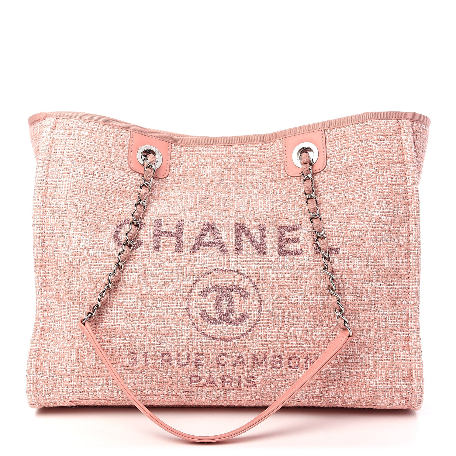 Chanel Canvas Small Deauville Tote Pink 1 of 10