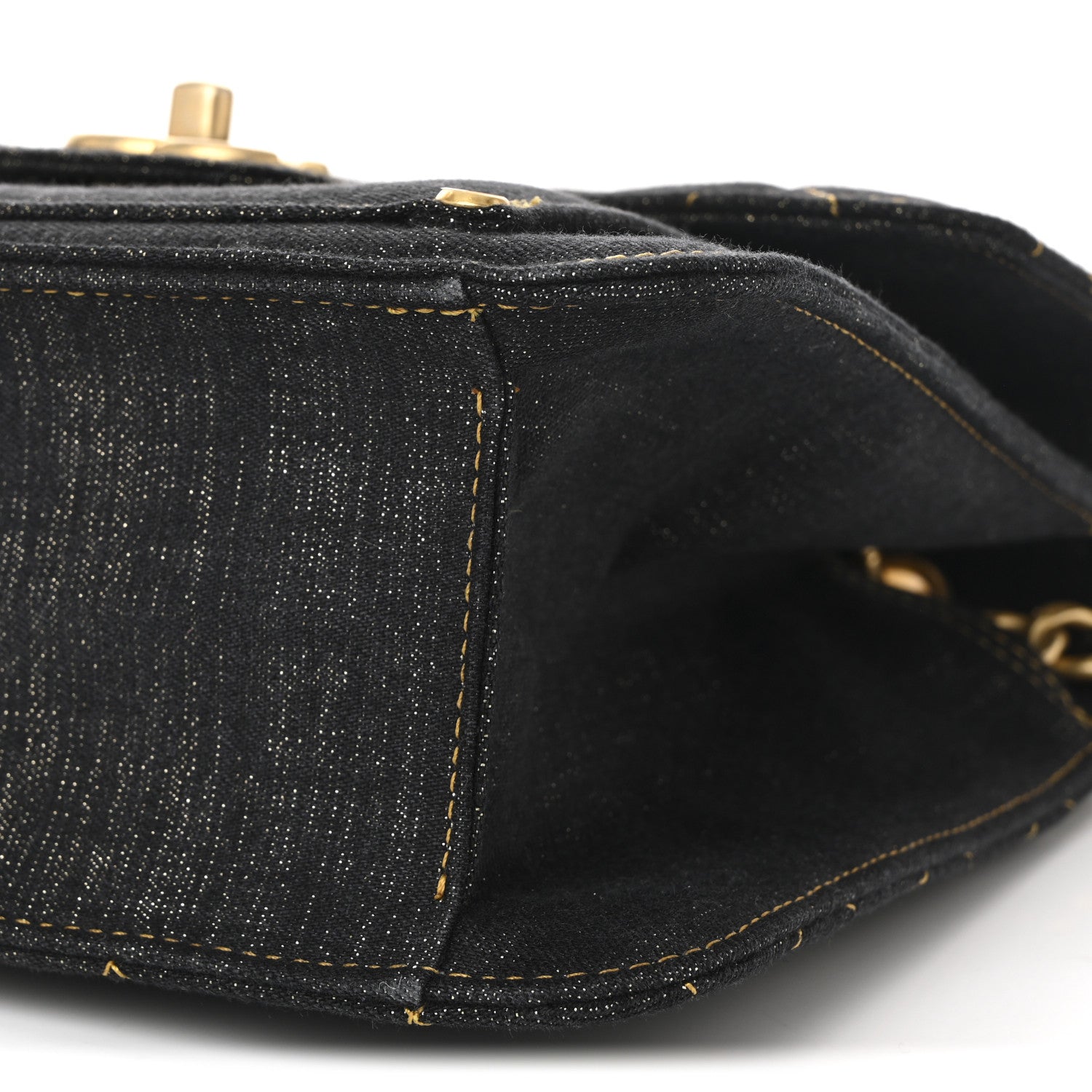 Chanel Denim Quilted Double You Mini Flap Black Golden 19 of 19