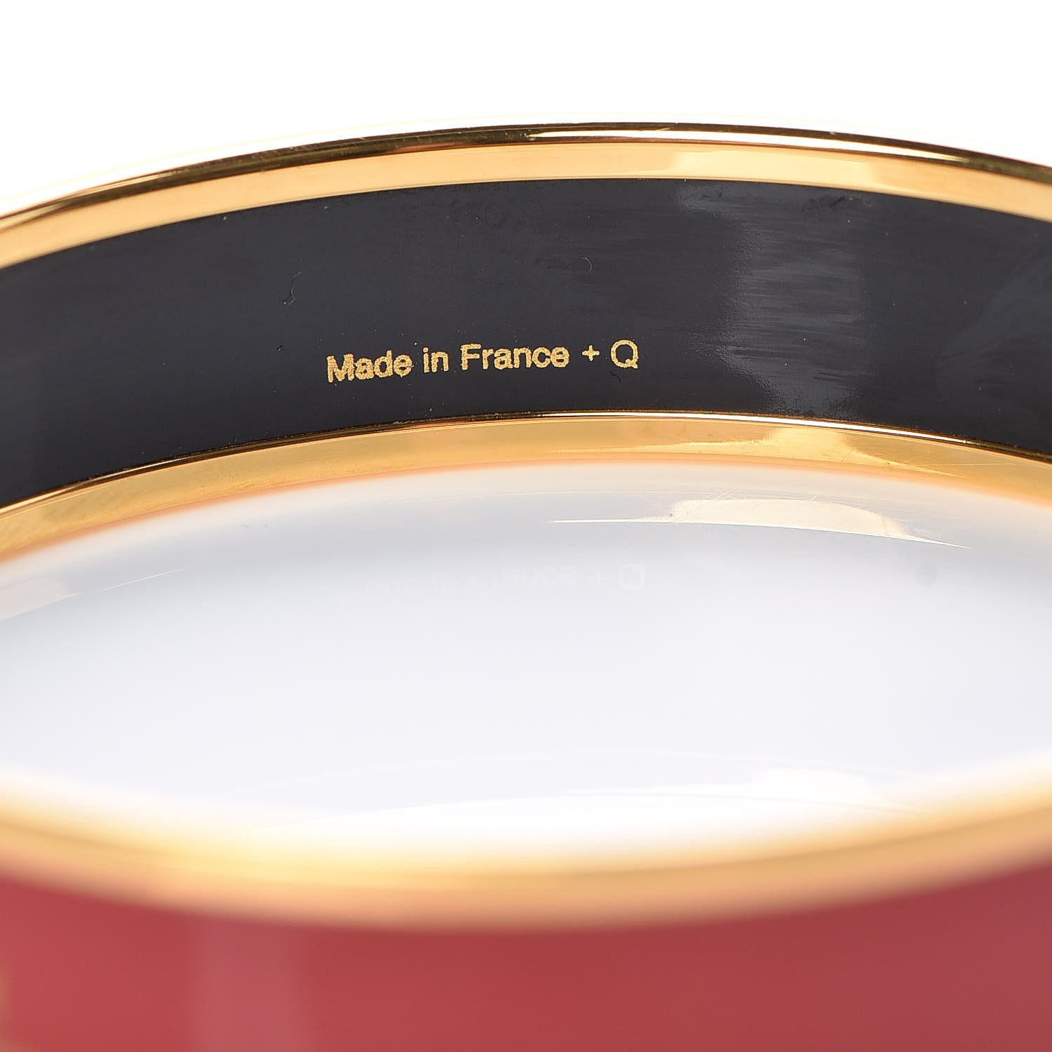 Hermes Enamel Printed Wide Caleche Bracelet 65 Rouge H 5 of 6