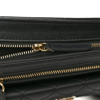Chanel Lambskin Quilted Square Front Pocket Clutch With Chain Black 13 of 14