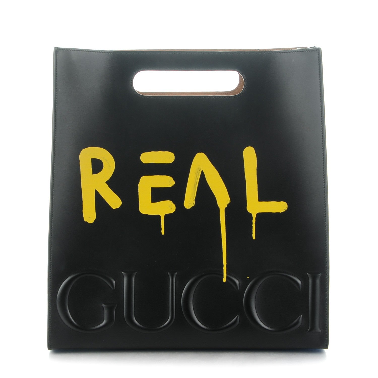 Gucci Calfskin GucciGhost Real Medium XL Tote Black Yellow 1 of 6