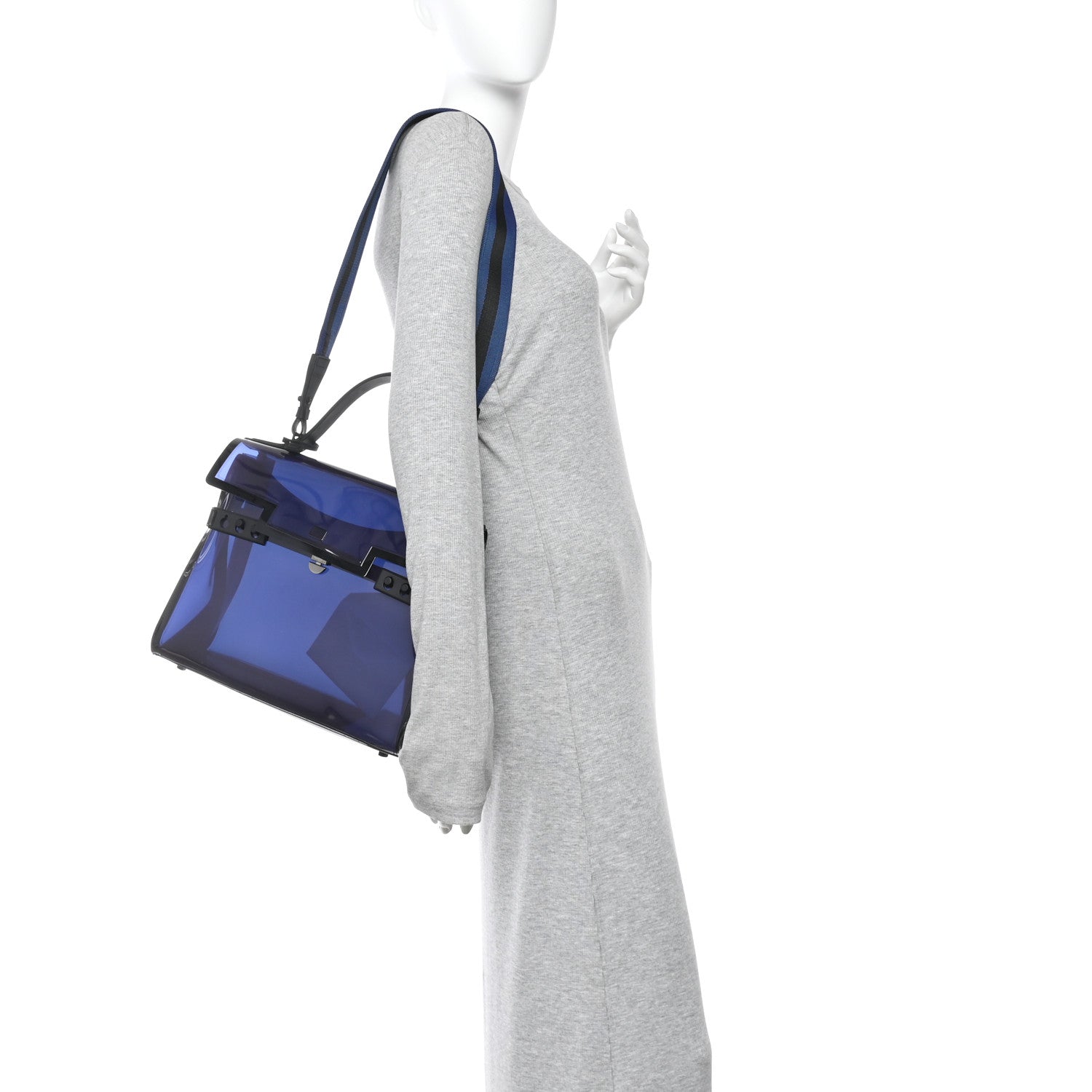 Delvaux PVC Tempete GM Dark Night Satchel Blue De Prusse 2 of 9