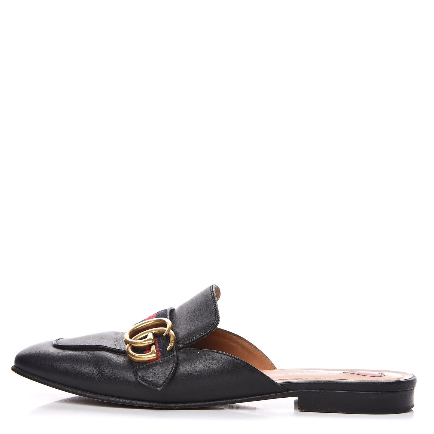Calfskin Web Womens Peyton GG Slippers 36.5 Black