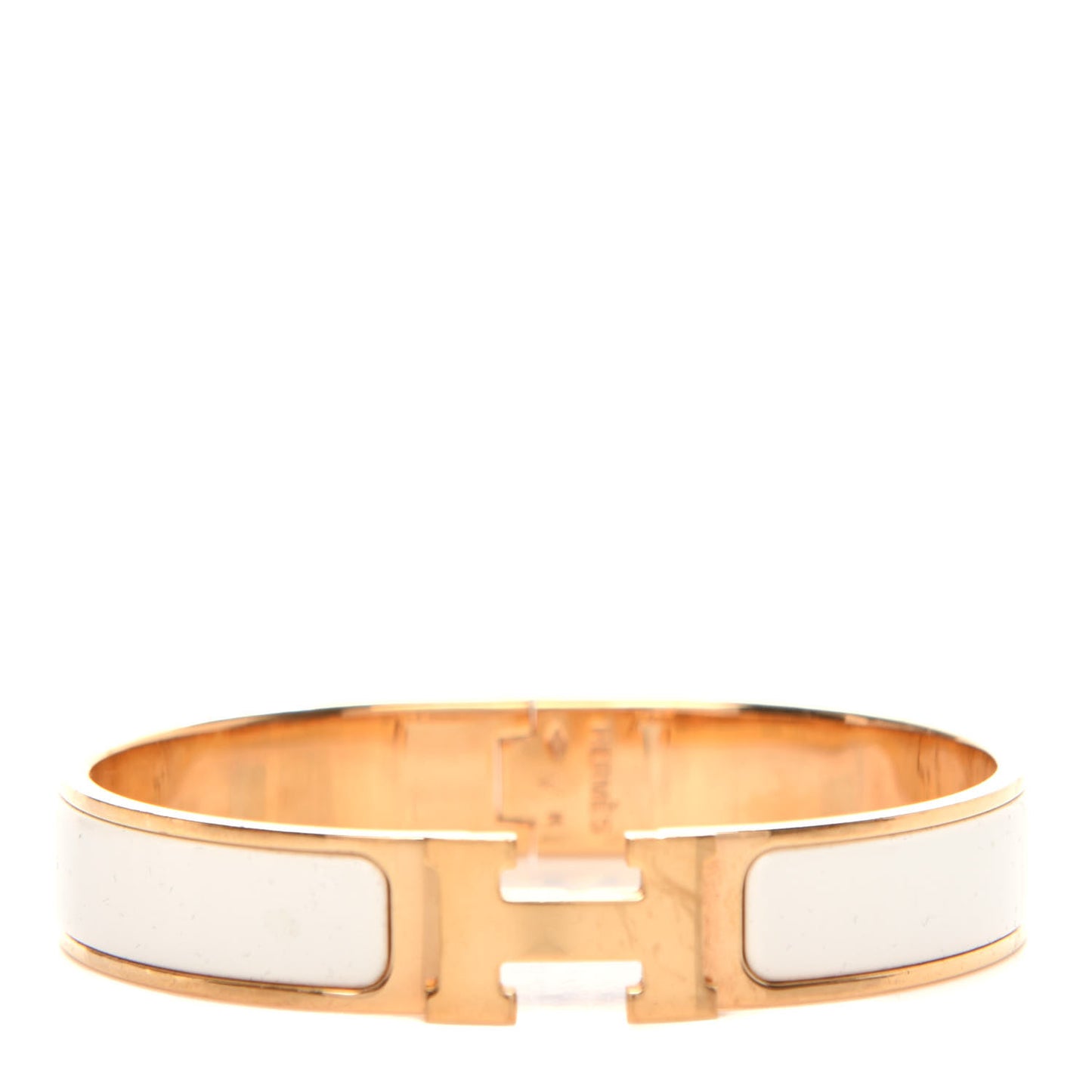 Enamel Narrow Clic Clac H Bracelet GM White
