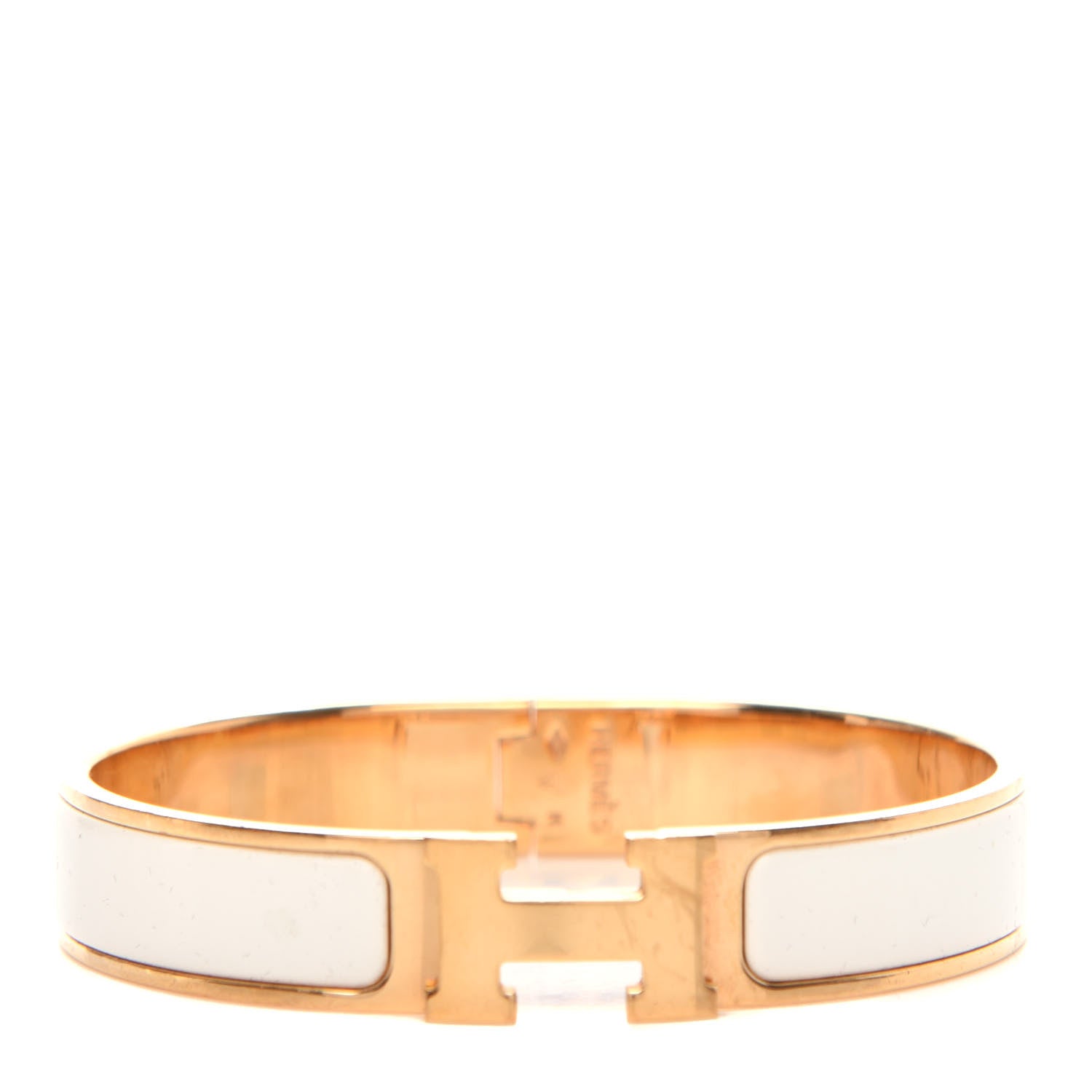 Hermes Enamel Narrow Clic Clac H Bracelet GM White 1 of 5