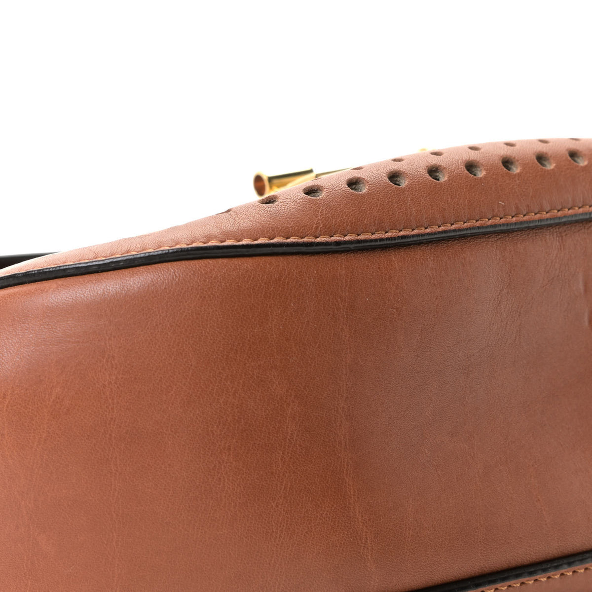 Chloe Calfskin Perforated Mini Drew Shoulder Bag Caramel 7 of 9