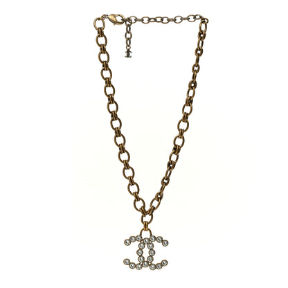 Chanel Crystal Chain Link CC Necklace Gold 3 of 6