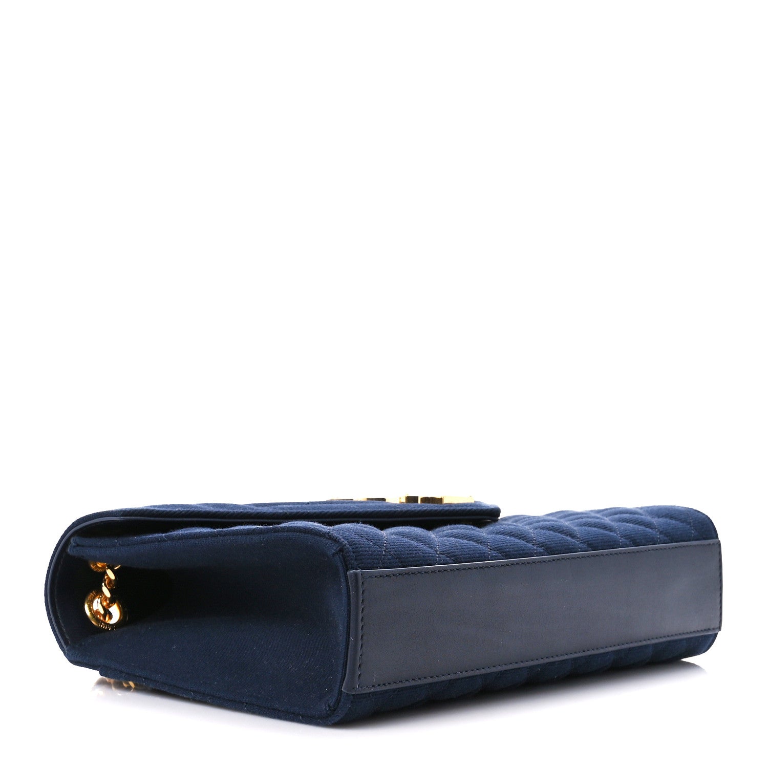 Saint Laurent Canvas Calfskin Mixed Matelasse Triquilt Medium Monogram Satchel Deeply Blue 4 of 11
