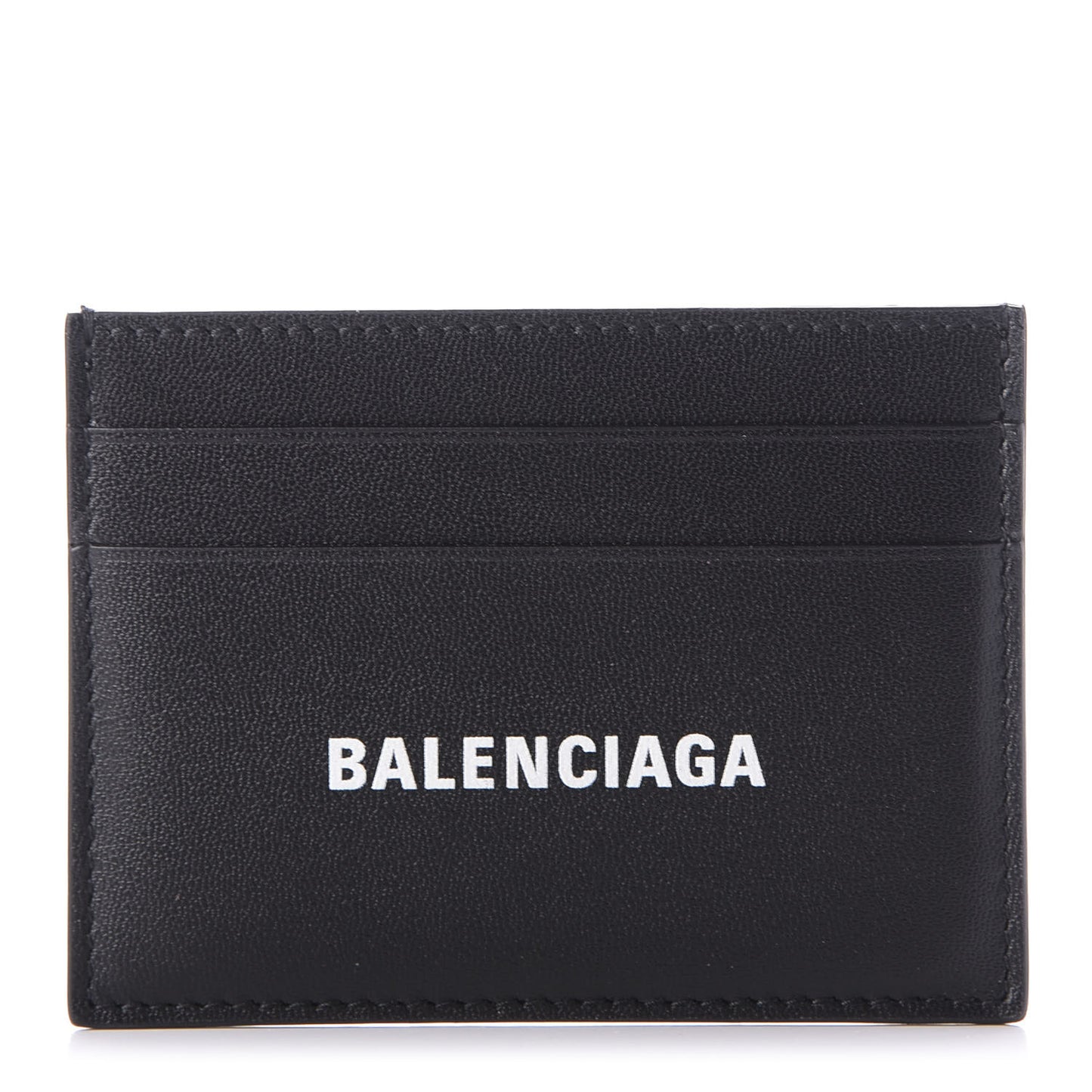 Flat Calfskin Logo Cash Card Holder Black White