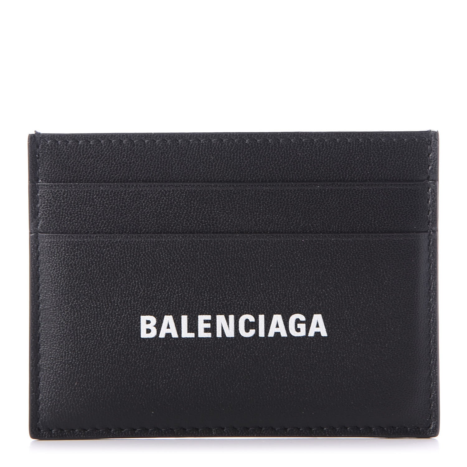 Balenciaga Flat Calfskin Logo Cash Card Holder Black White 1 of 8