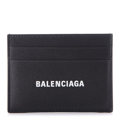 Balenciaga Flat Calfskin Logo Cash Card Holder Black White 1 of 8