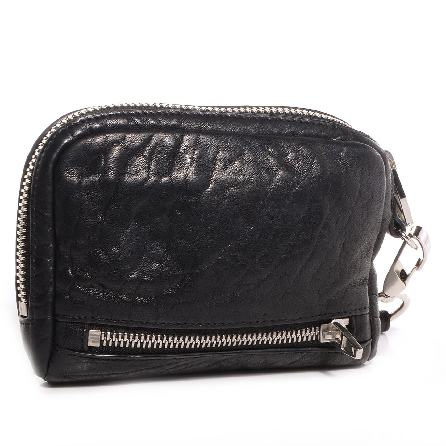 Pebbled Lambskin Large Fumo Clutch Black