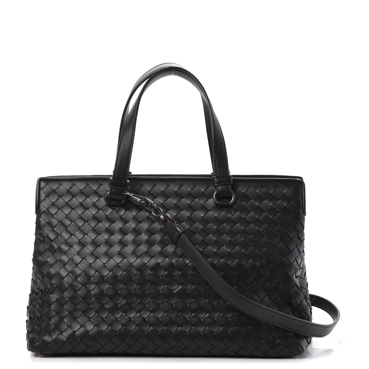 Nappa Intrecciato Medium Top Handle Tote Nero Black