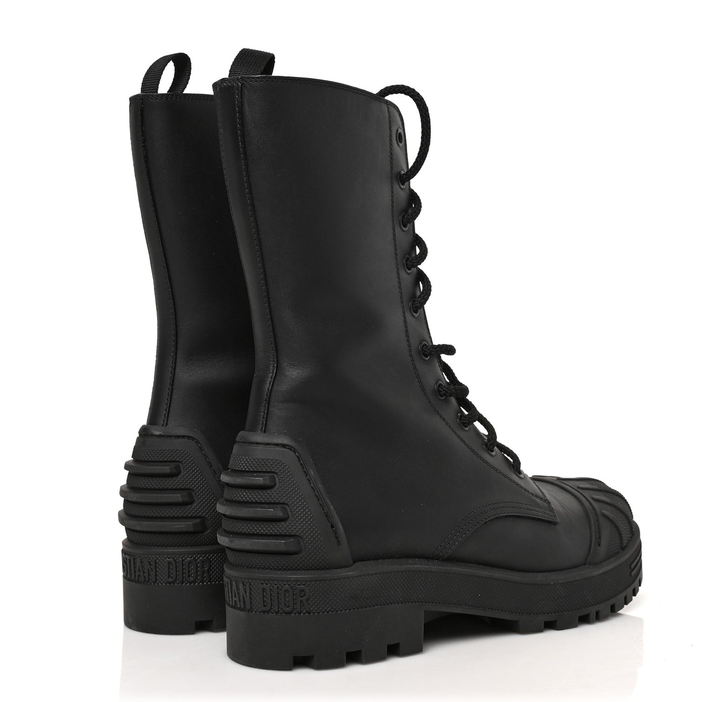 Calfskin Rubber Dioriron Boots 38.5 Black