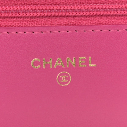 Chanel Tweed Quilted Wallet On Chain WOC Pink Blue White 7 of 12