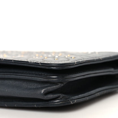 Chanel Lambskin Camellia Studded Wallet on Chain WOC Grey 11 of 16
