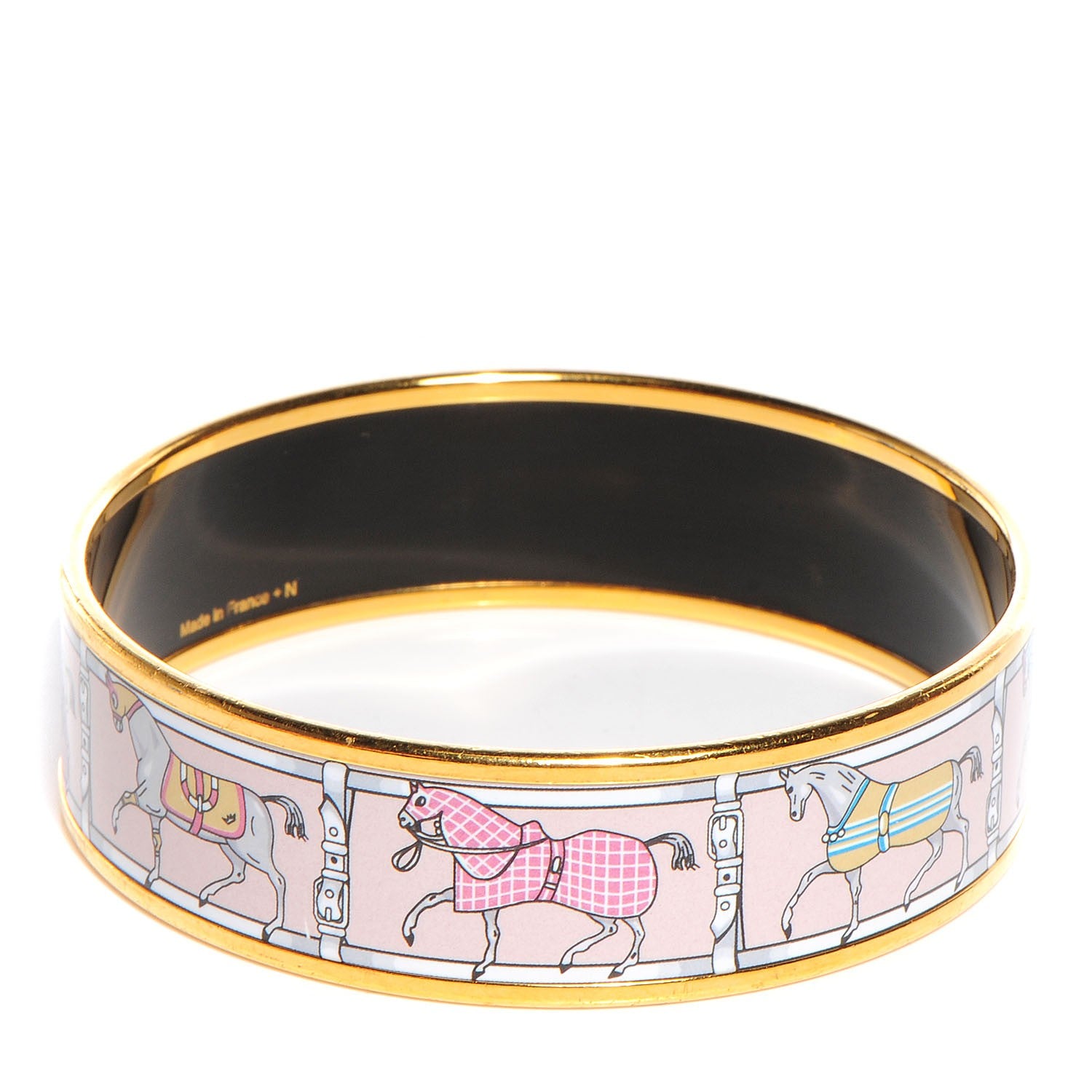 Hermes Enamel Printed Wide Tenues Et Couvertures Bracelet 62 3 of 5