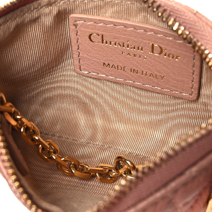 Christian Dior Supple Calfskin Cannage Caro Zipped Key Case Rose Des Vents 5 of 9