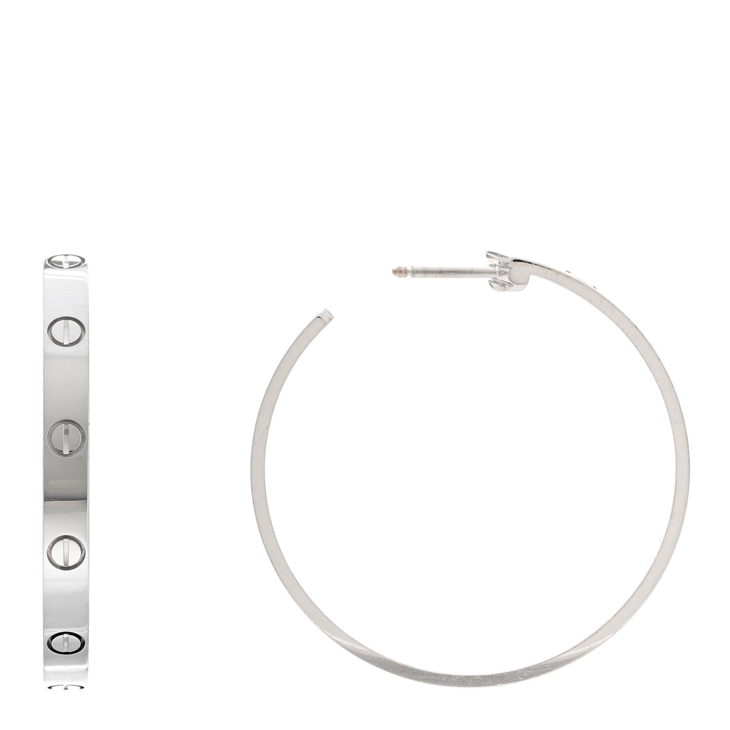 Cartier 18K White Gold Large LOVE Hoop Earrings 1 of 4