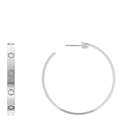 Cartier 18K White Gold Large LOVE Hoop Earrings 1 of 4