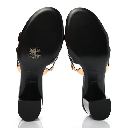 Hermes Metallic Nappa Tandem Sandals 37 Black Dore 5 of 7
