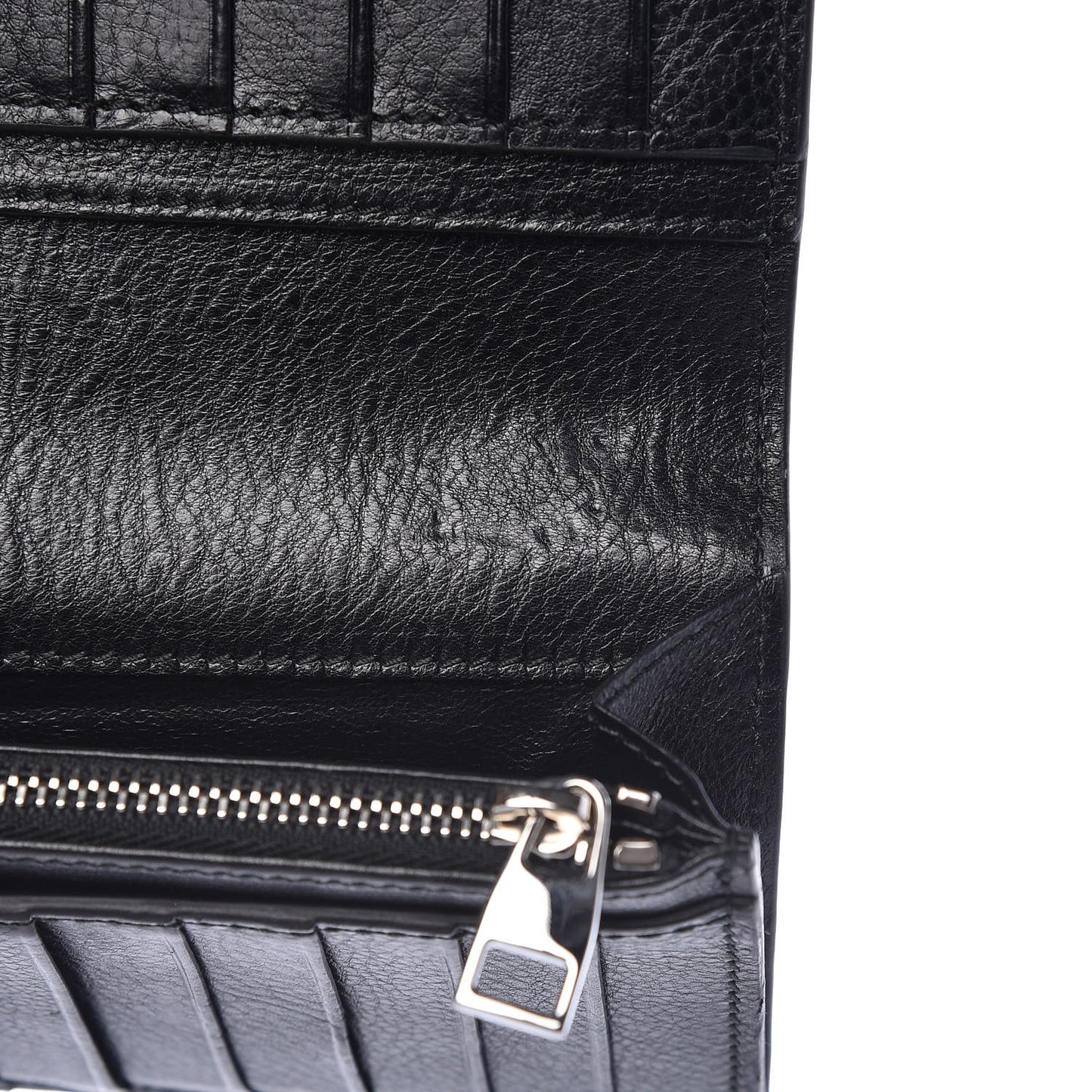 Calfskin Studded Folded Long Wallet Black