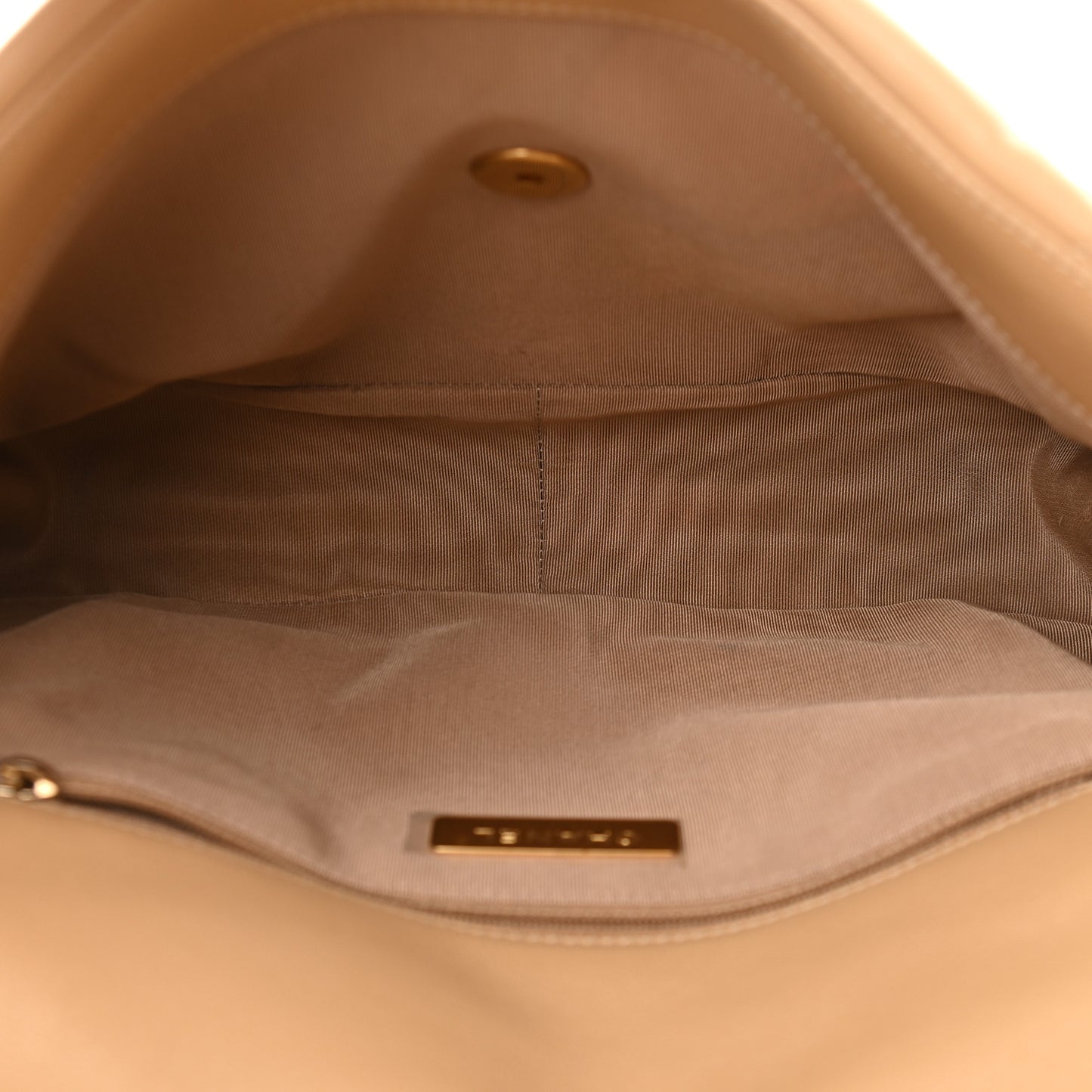 Goatskin Quilted Large Chanel 19 Flap Beige