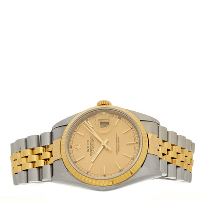 Rolex Stainless Steel 18K Yellow Gold 36mm Oyster Perpetual Datejust Watch Champagne 16233 2 of 4