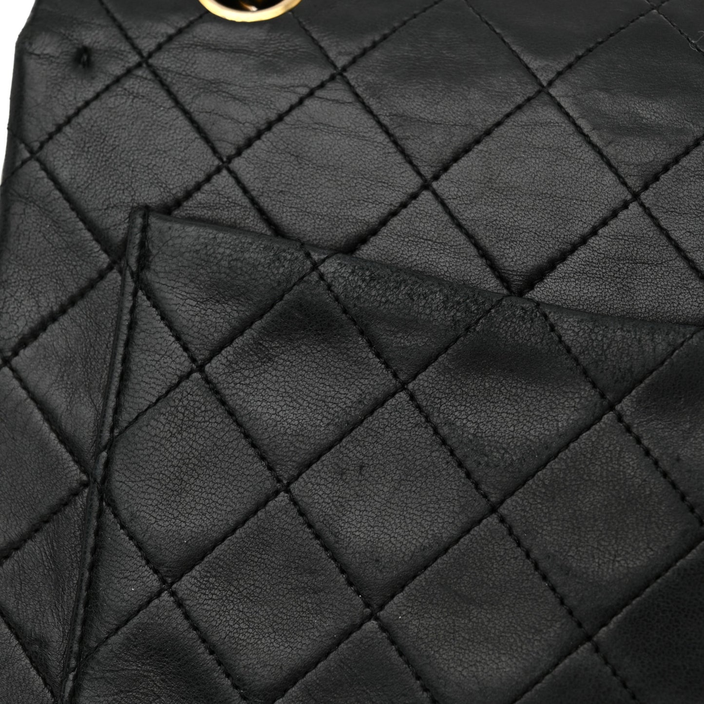 Lambskin Quilted Medium Double Flap Black