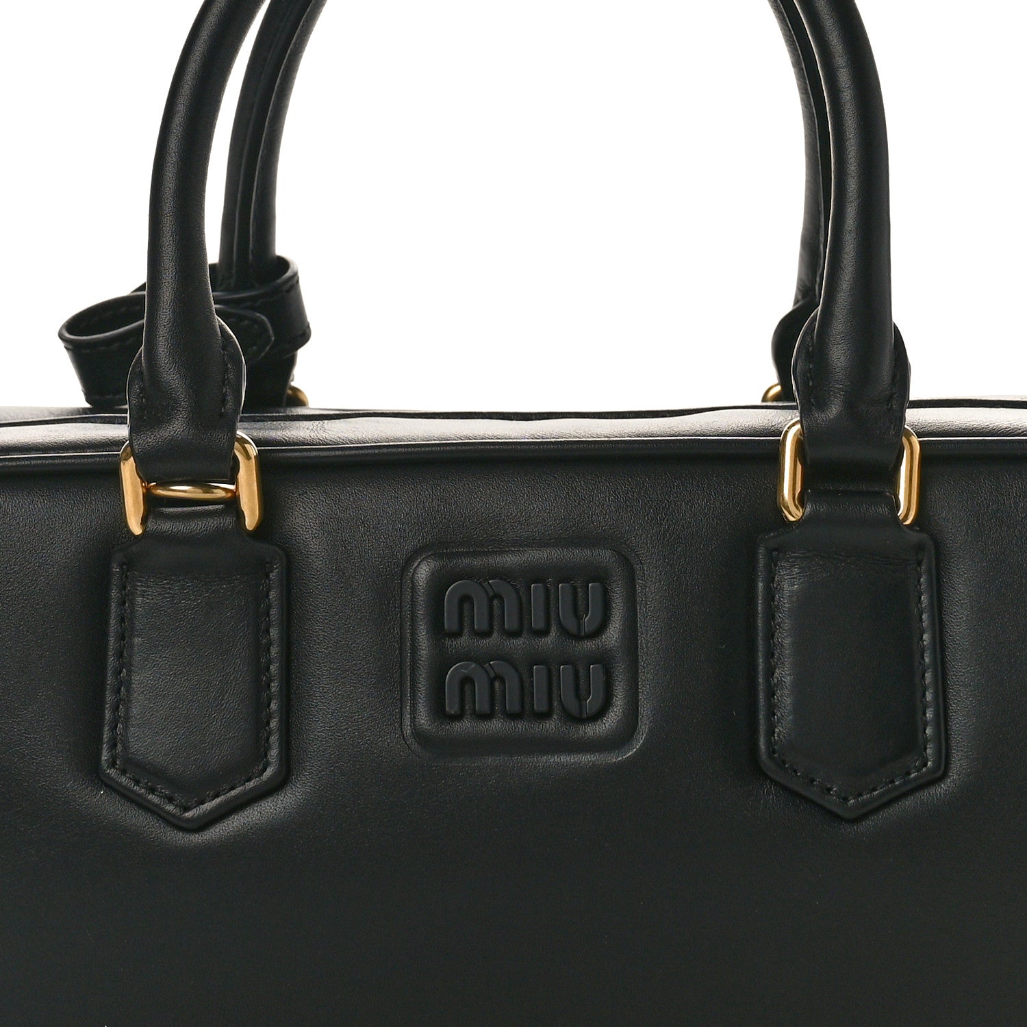 Miu Miu Calfskin Arcadie Top Handle Bag Black 6 of 9