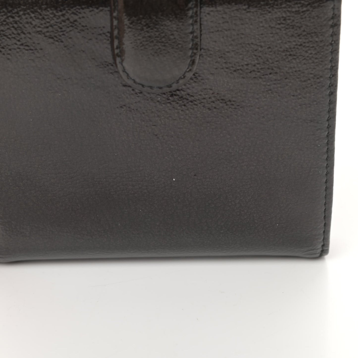 Patent Goatskin Compact French Wallet Dark Brown