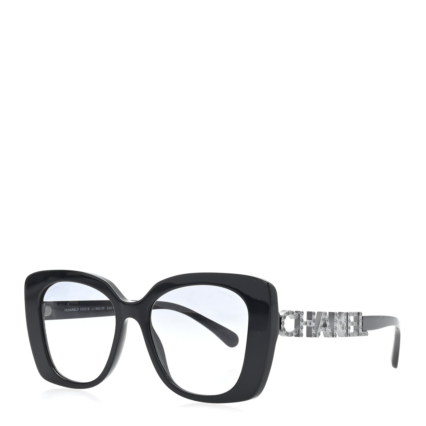 Acetate Strass Square Sunglasses 5422-B Black