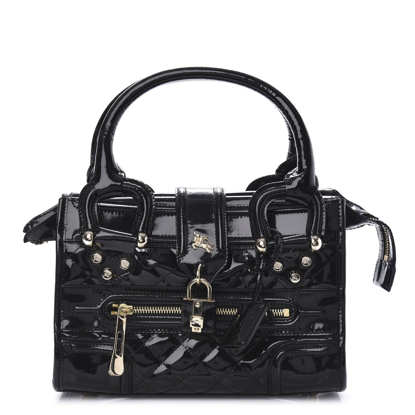 Patent Quilted Mini Manor Tote Black