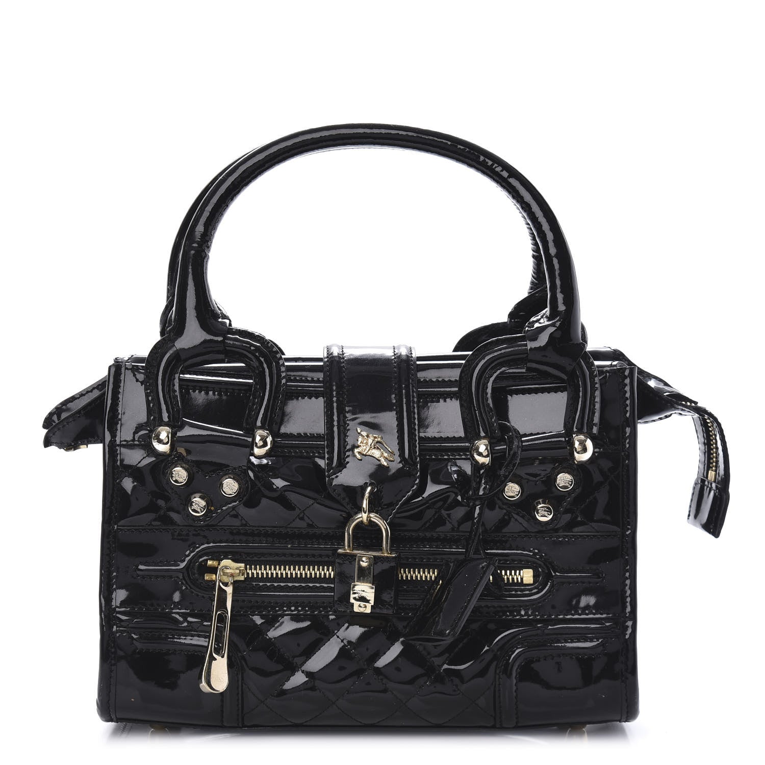 Burberry Patent Quilted Mini Manor Tote Black 1 of 9