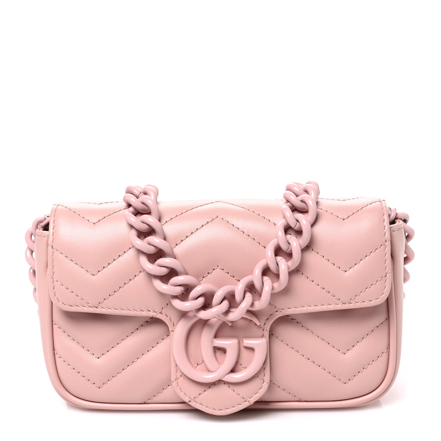 Calfskin Matelasse Monochrome GG Marmont Chain Belt Bag Perfect Pink