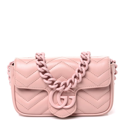 Gucci Calfskin Matelasse Monochrome GG Marmont Chain Belt Bag Perfect Pink 1 of 10