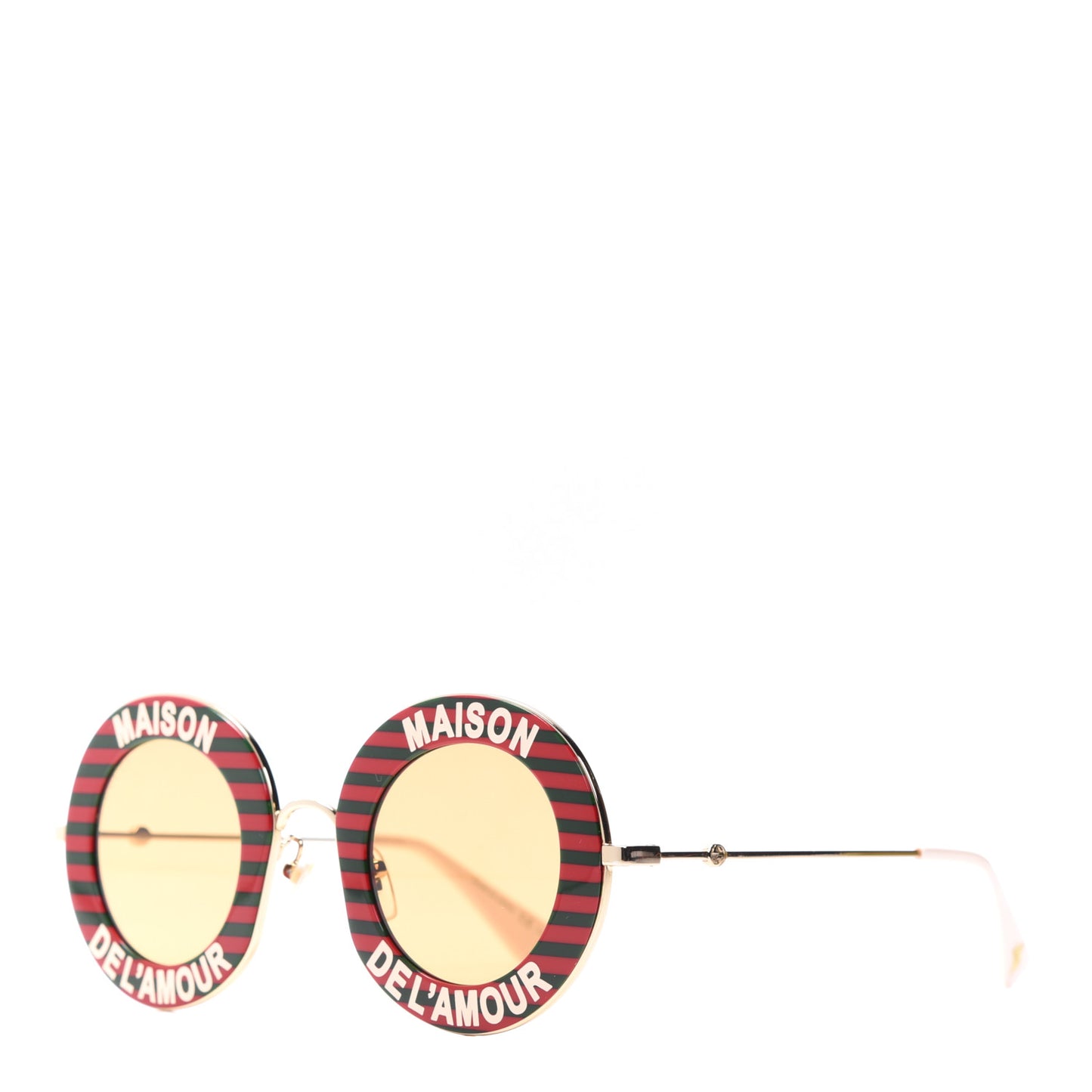 Metal Acetate Striped Maison Del'Amour Round Frame Sunglasses GG0113S Red Green